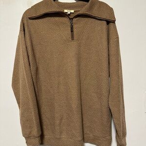 Brown Knit Quarter Zip Sweater for Women